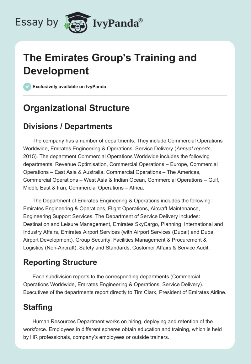 The Emirates Group's Training and Development. Page 1