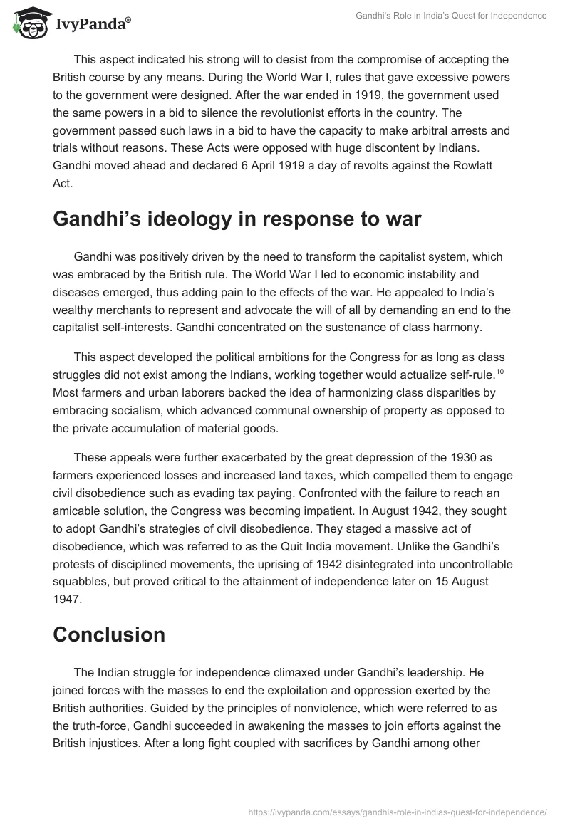 Gandhi’s Role in India’s Quest for Independence. Page 5