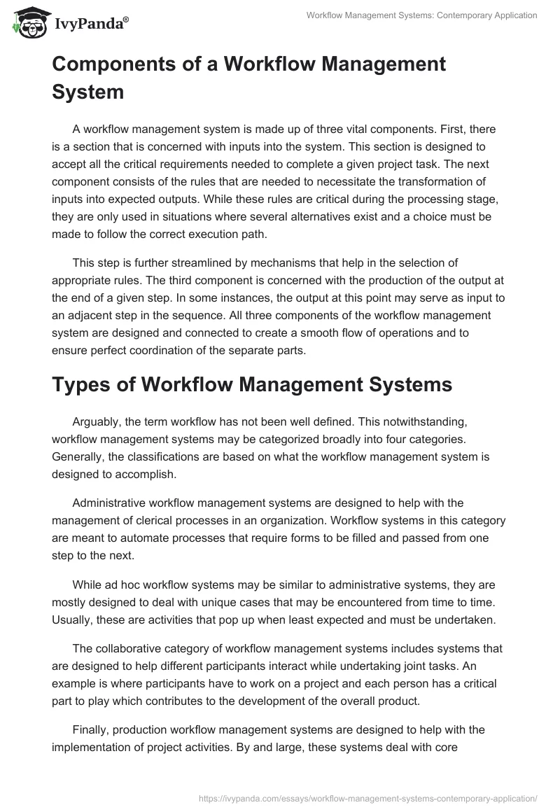 Workflow Management Systems: Contemporary Application. Page 2