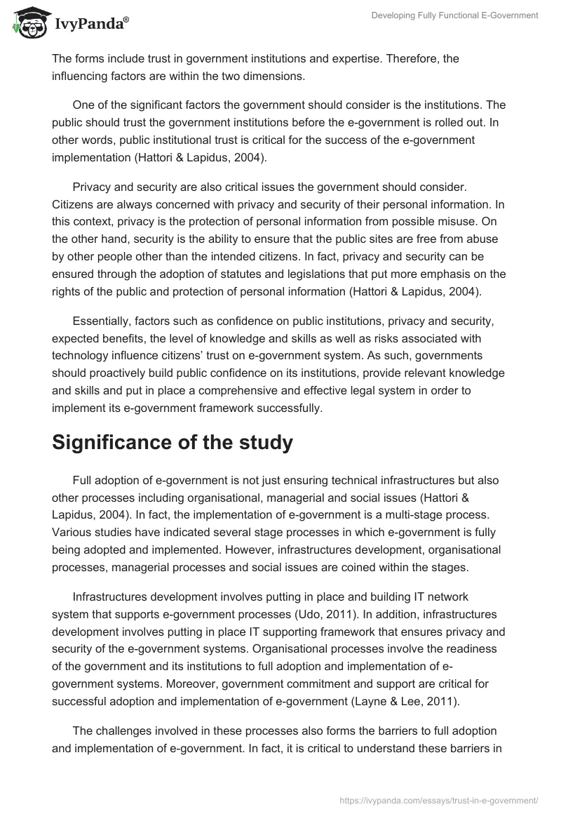 Developing Fully Functional E-Government. Page 3