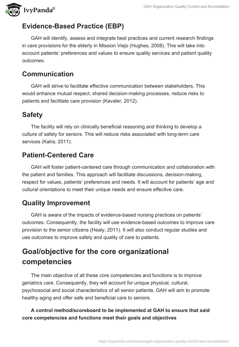 GAH Organization Quality Control and Accreditation. Page 2