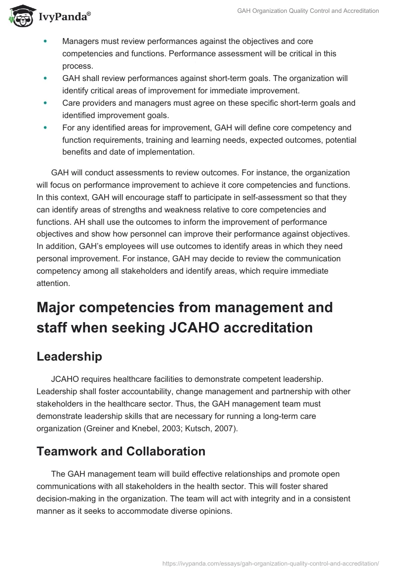 GAH Organization Quality Control and Accreditation. Page 4