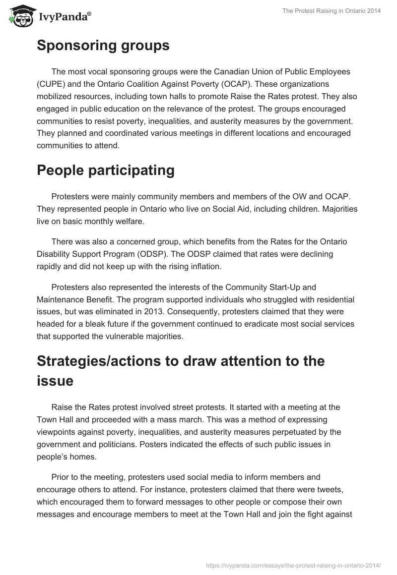 The Protest Raising in Ontario 2014. Page 2