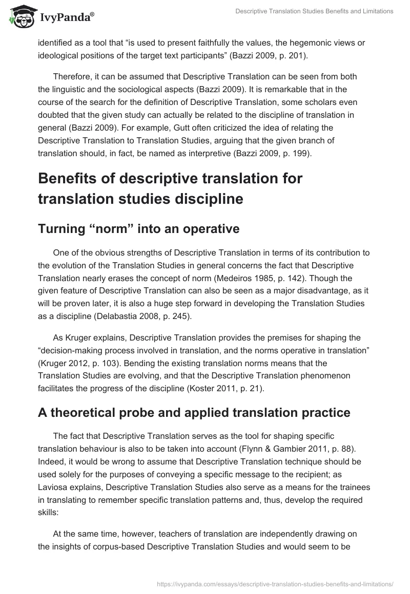 Descriptive Translation Studies Benefits and Limitations. Page 2