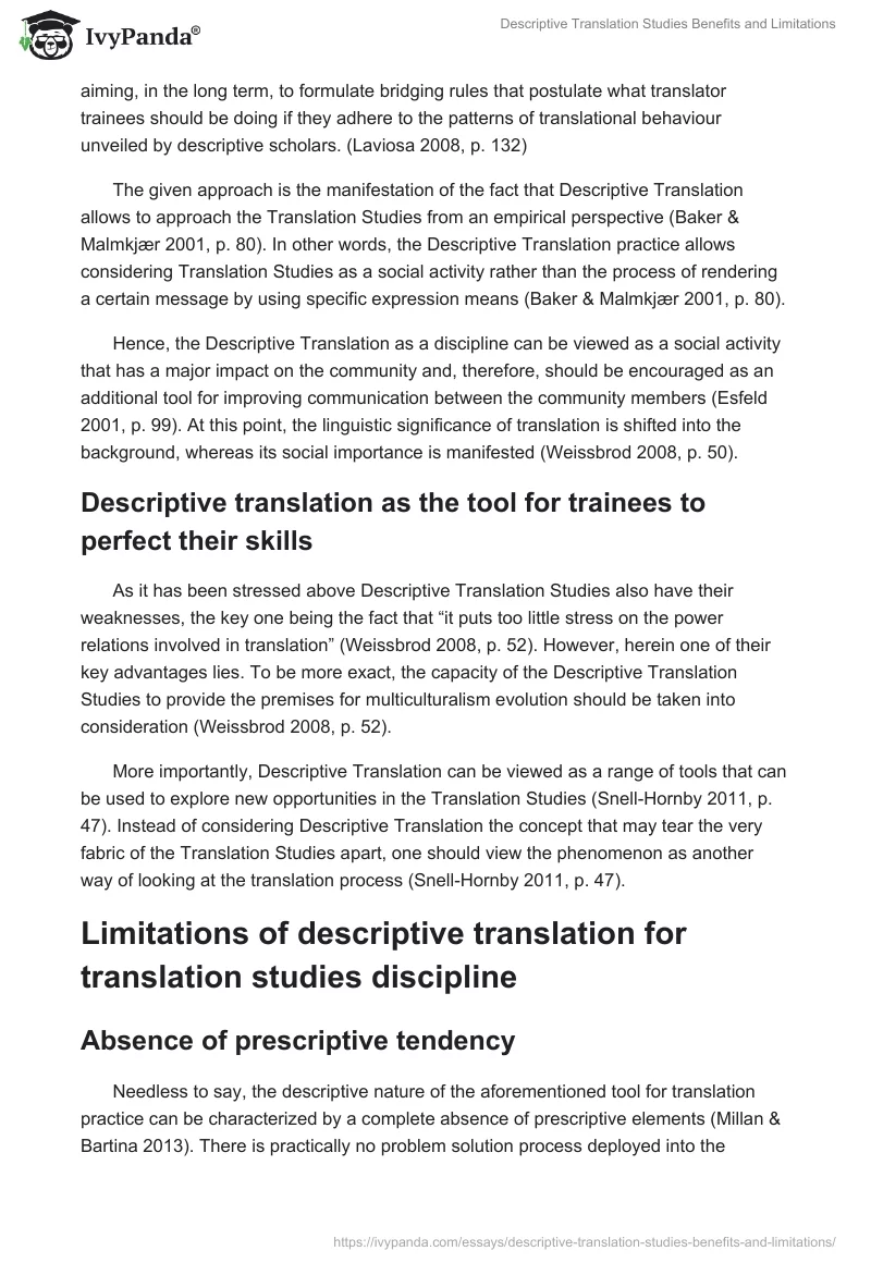 Descriptive Translation Studies Benefits and Limitations. Page 3