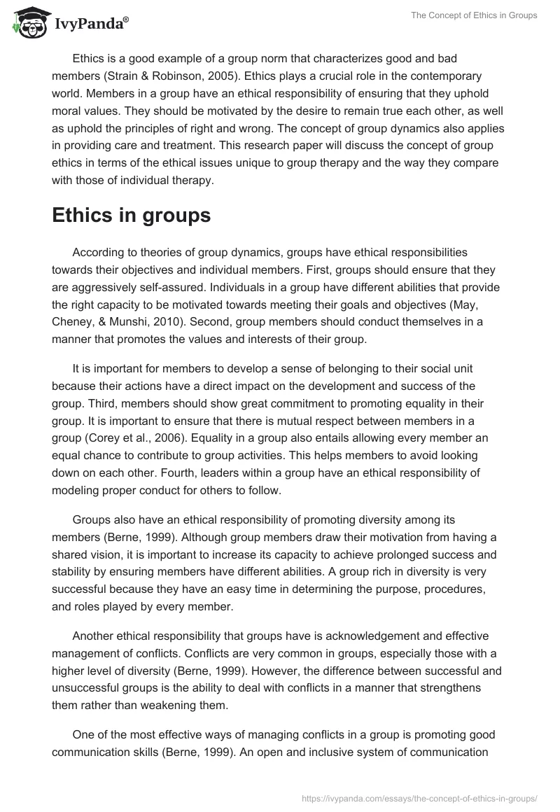 The Concept of Ethics in Groups. Page 2