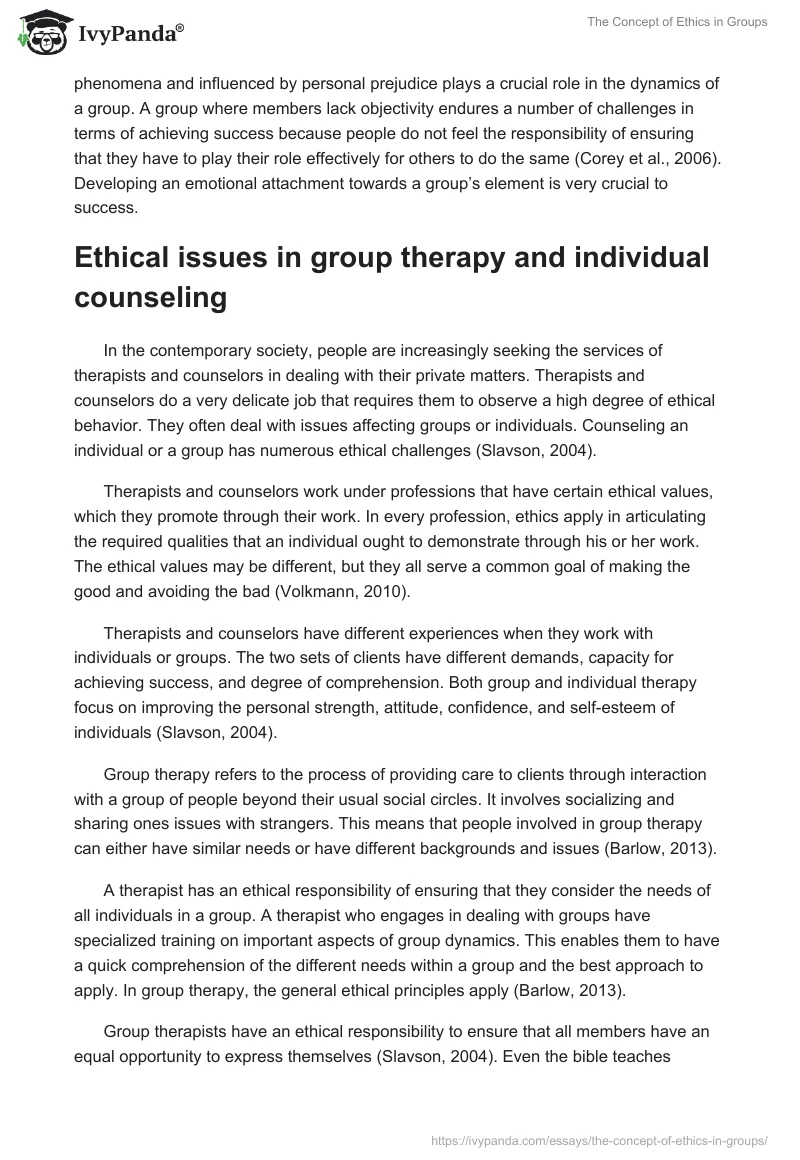 The Concept of Ethics in Groups. Page 4