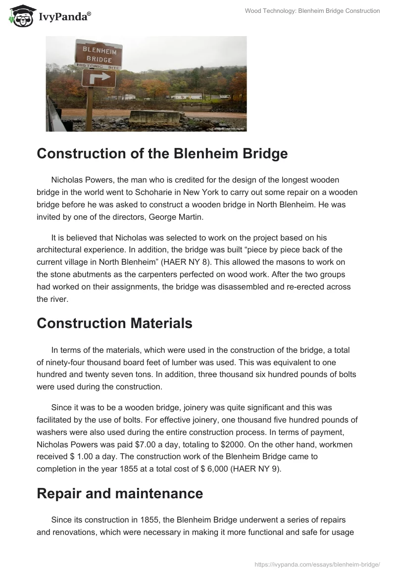 Wood Technology: Blenheim Bridge Construction. Page 3