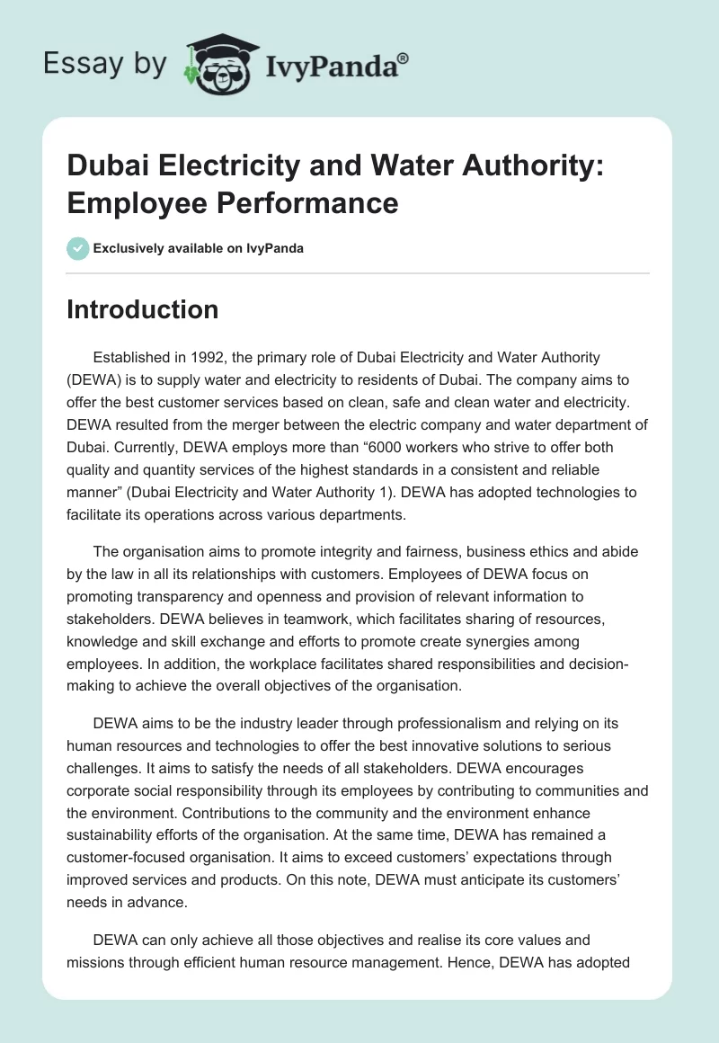 Dubai Electricity and Water Authority: Employee Performance. Page 1