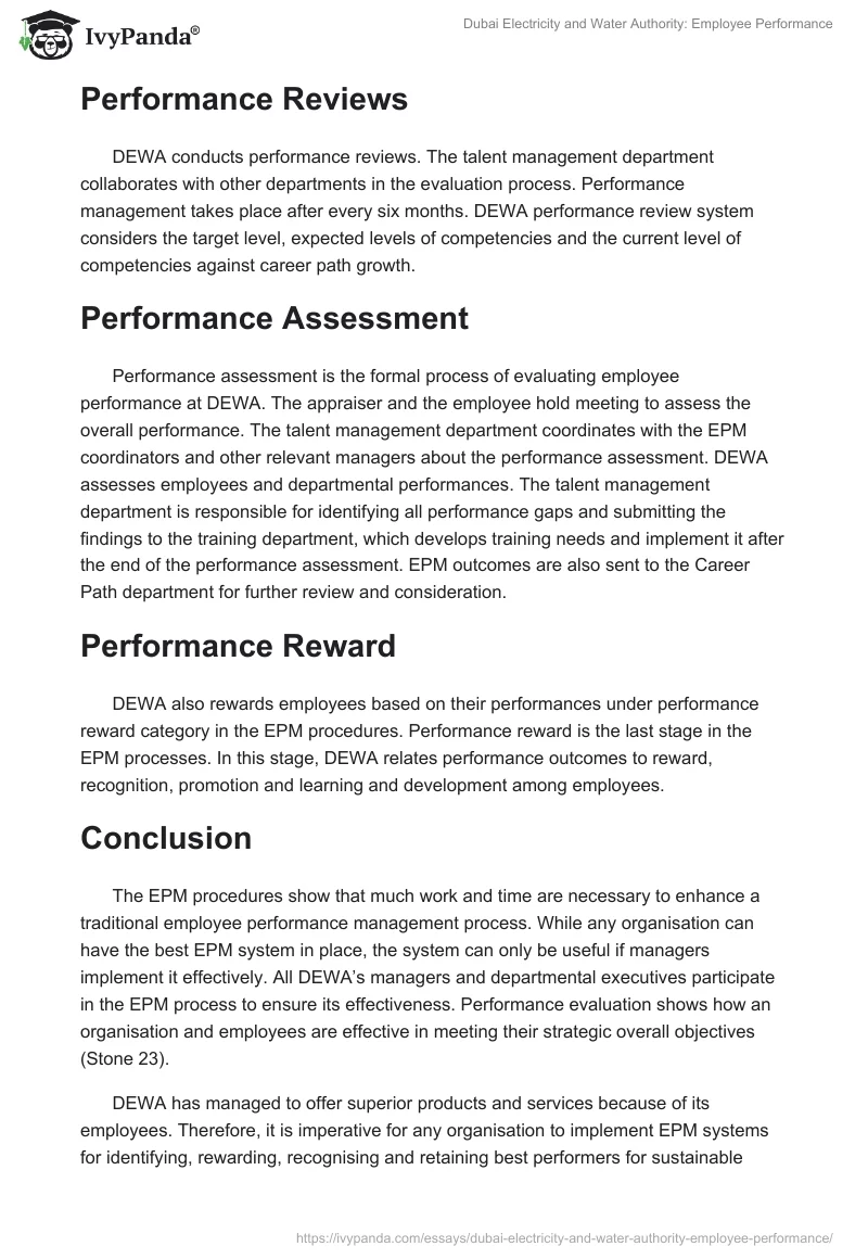 Dubai Electricity and Water Authority: Employee Performance. Page 3