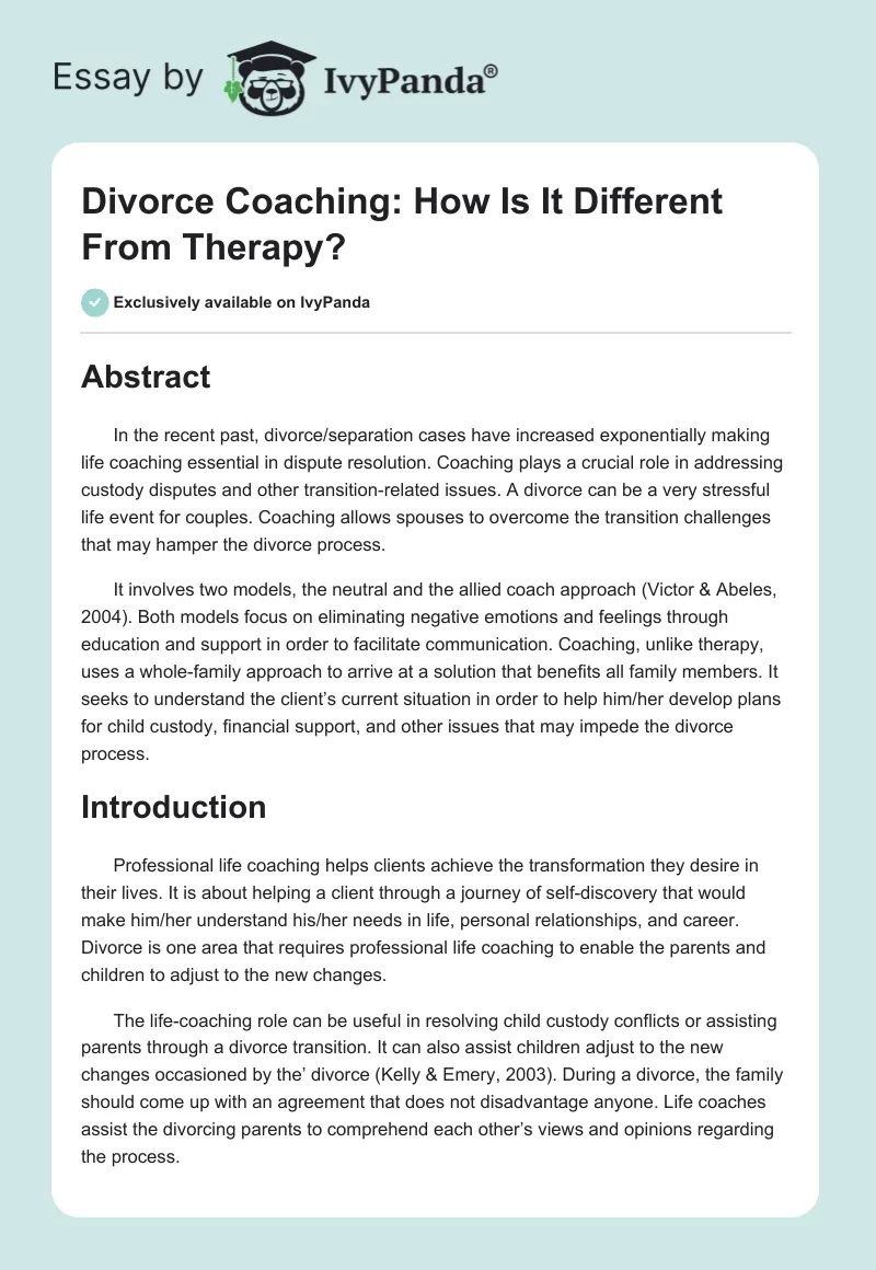 Divorce Coaching: How Is It Different From Therapy?. Page 1