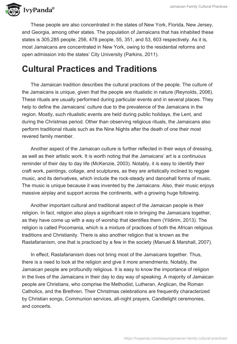 Jamaican Family Cultural Practices. Page 2