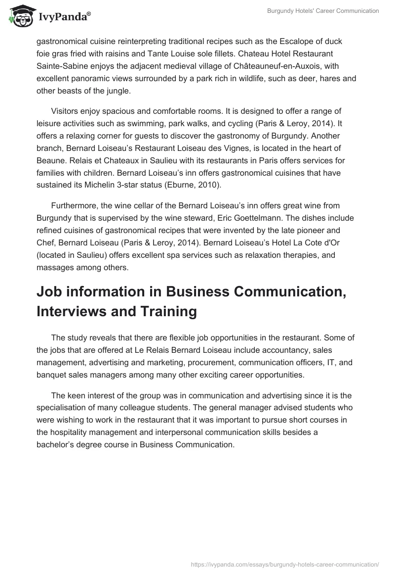 Burgundy Hotels' Career Communication. Page 4