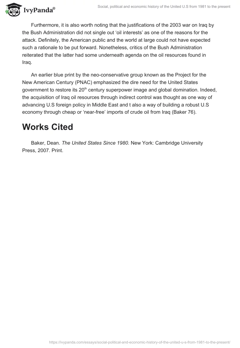 Social, political and economic history of the United U.S from 1981 to the present. Page 4