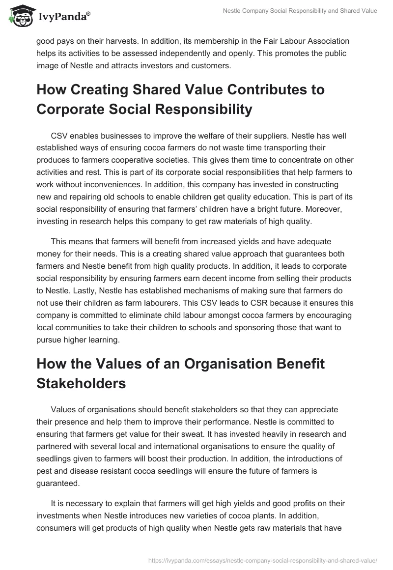 Nestle Company Social Responsibility and Shared Value. Page 4