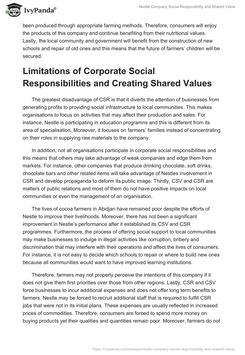 Nestle Company Social Responsibility and Shared Value. Page 5