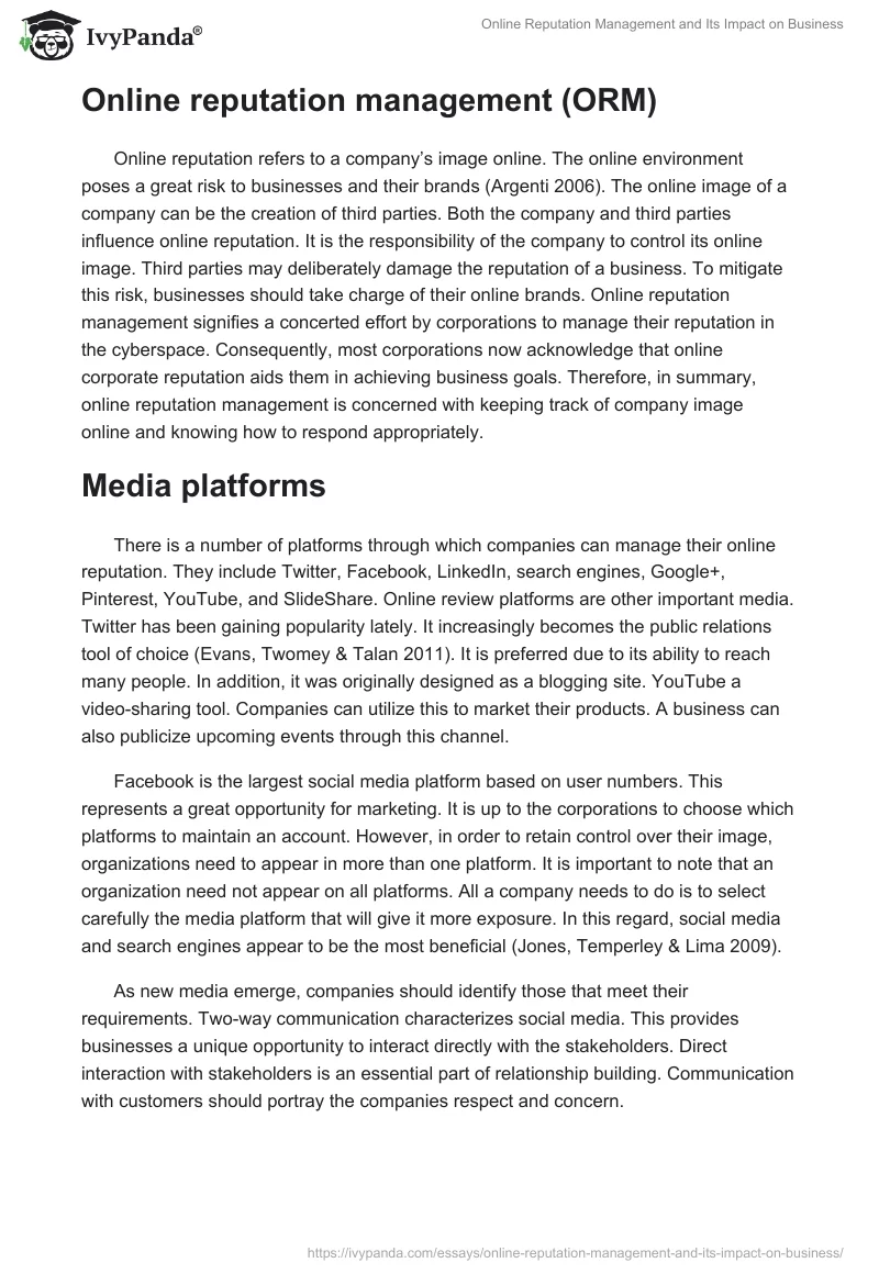 Online Reputation Management and Its Impact on Business. Page 2