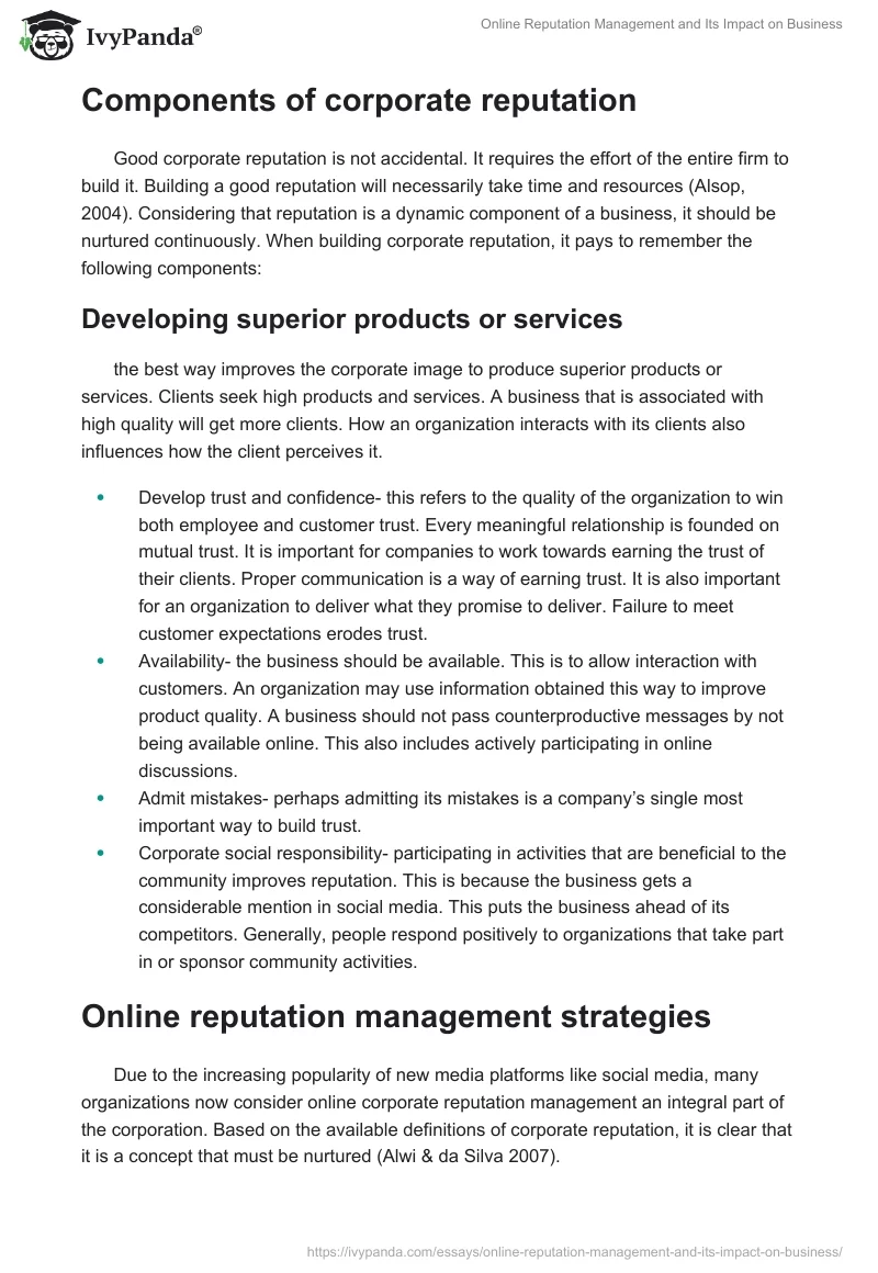 Online Reputation Management and Its Impact on Business. Page 3
