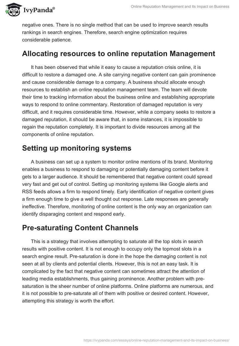 Online Reputation Management and Its Impact on Business. Page 5