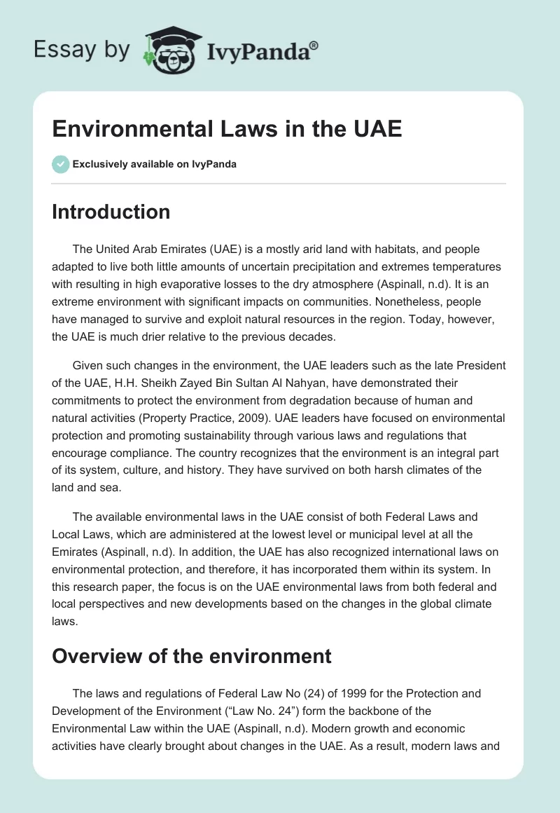 Environmental Laws in the UAE. Page 1