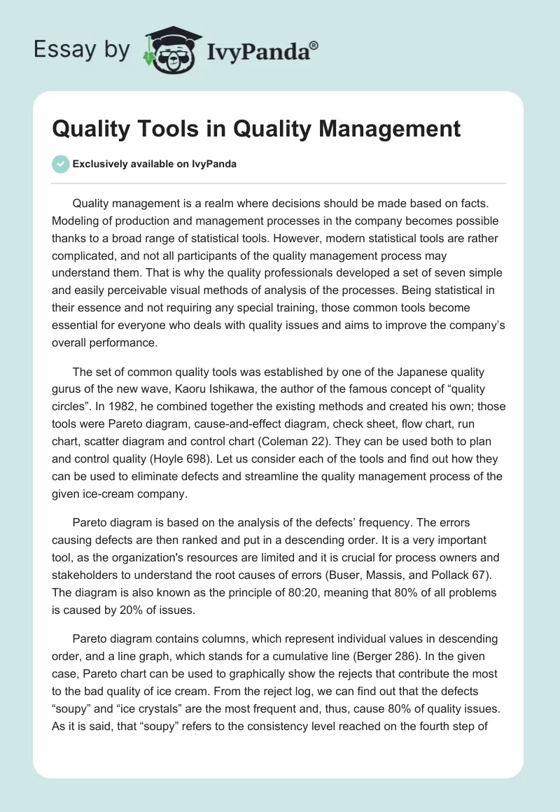 Quality Tools in Quality Management. Page 1
