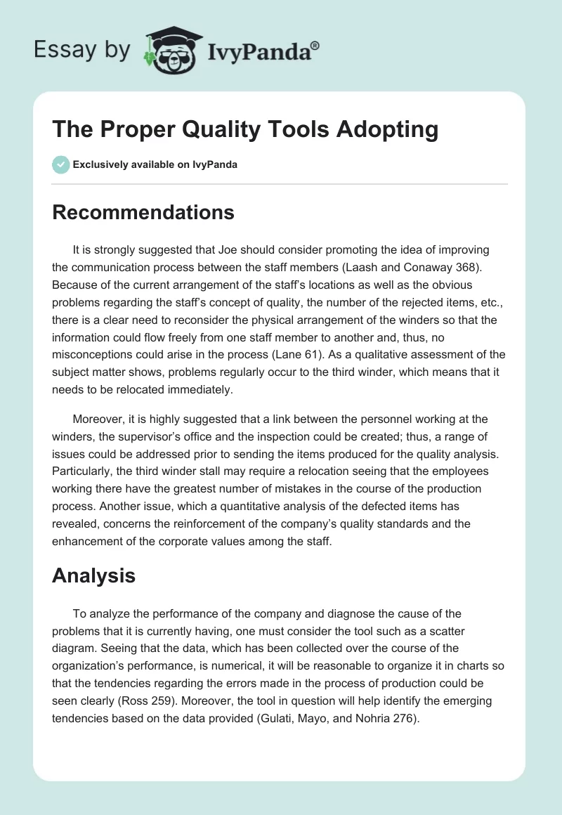 The Proper Quality Tools Adopting. Page 1