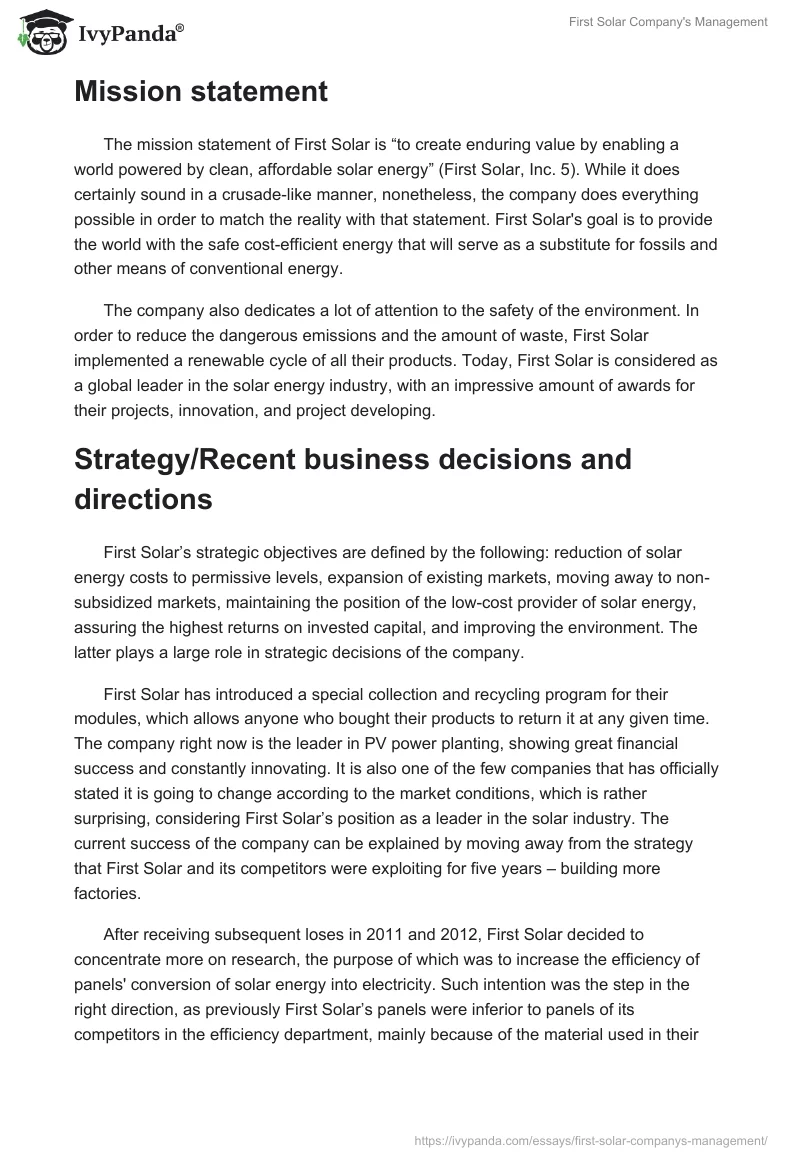 First Solar Company's Management. Page 3
