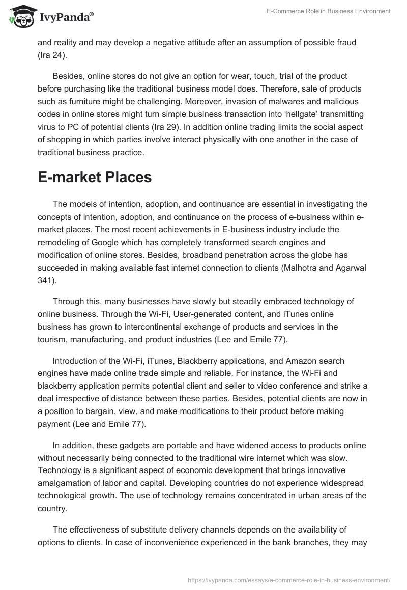 E-Commerce Role in Business Environment. Page 2