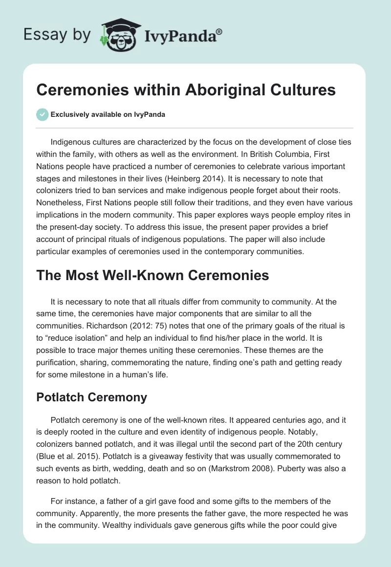 Ceremonies within Aboriginal Cultures. Page 1