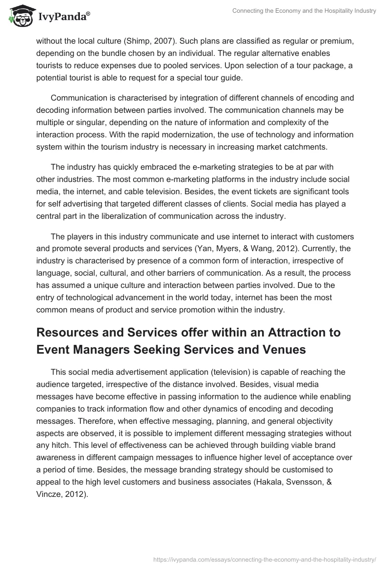 Connecting the Economy and the Hospitality Industry. Page 2