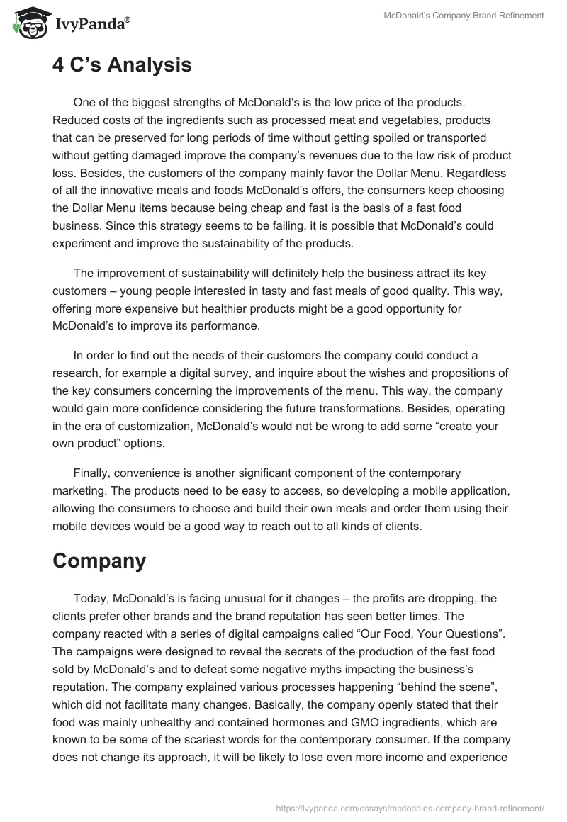 McDonald’s Company Brand Refinement. Page 2