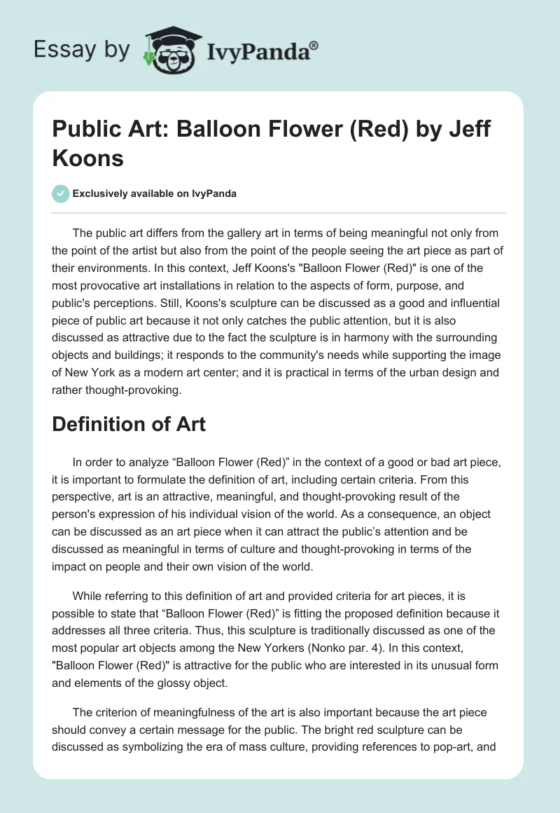 Public Art: "Balloon Flower (Red)" by Jeff Koons. Page 1