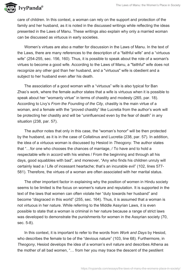 The Laws of Manu: the Women’s Place in Society. Page 3