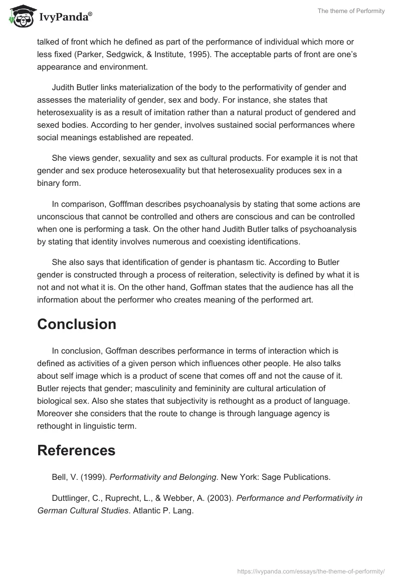 The theme of Performity. Page 2
