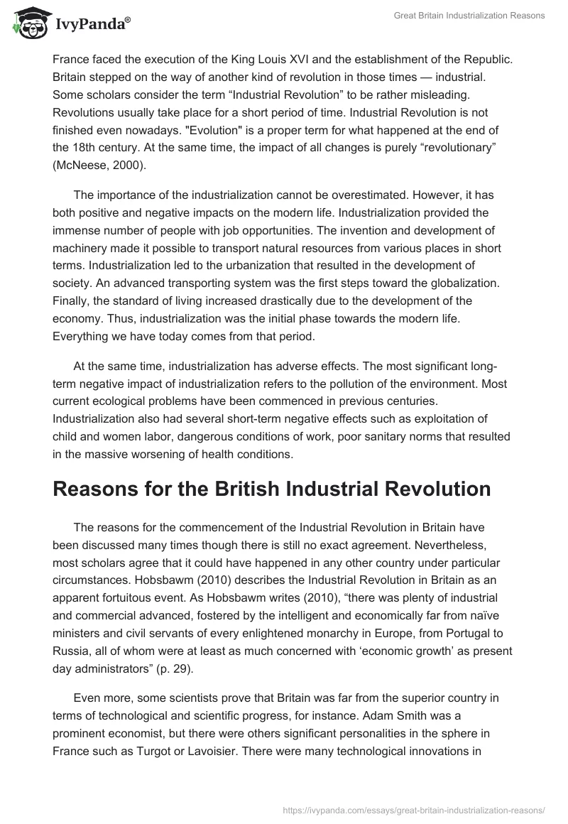 Great Britain Industrialization Reasons. Page 2