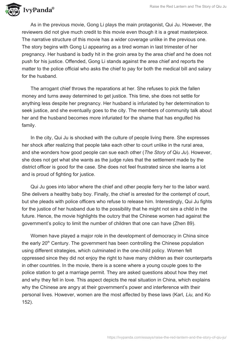 "Raise the Red Lantern" and "The Story of Qiu Ju". Page 4