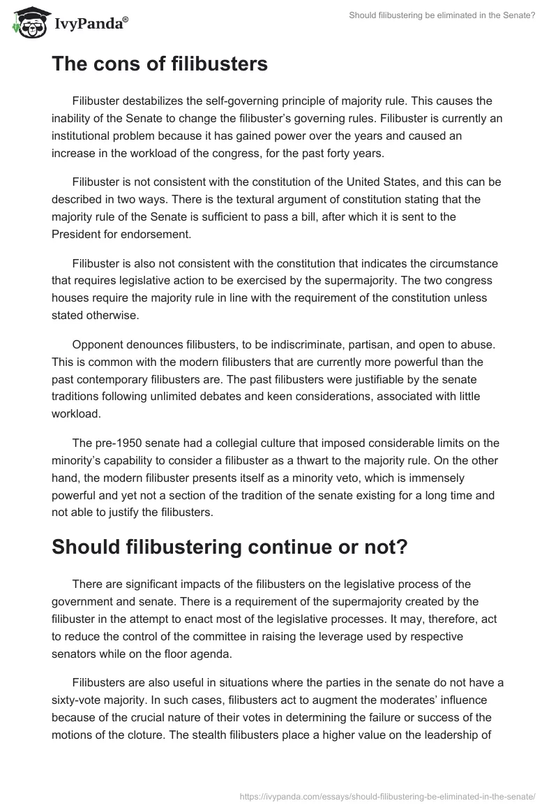 Should filibustering be eliminated in the Senate?. Page 3