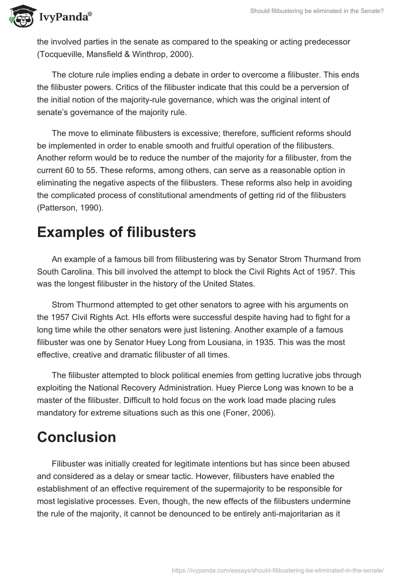 Should filibustering be eliminated in the Senate?. Page 4