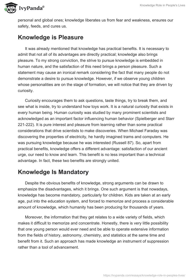 Knowledge Role in People's Lives. Page 2