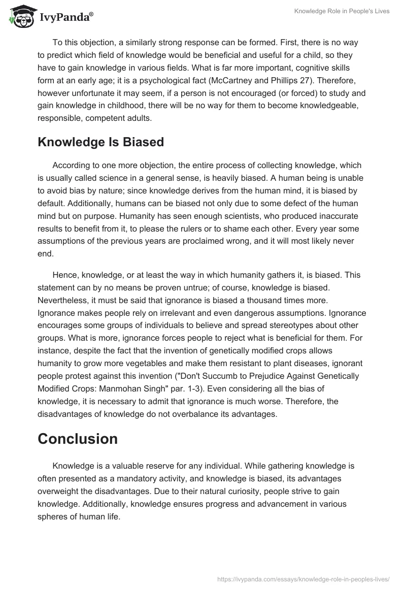 Knowledge Role in People's Lives. Page 3