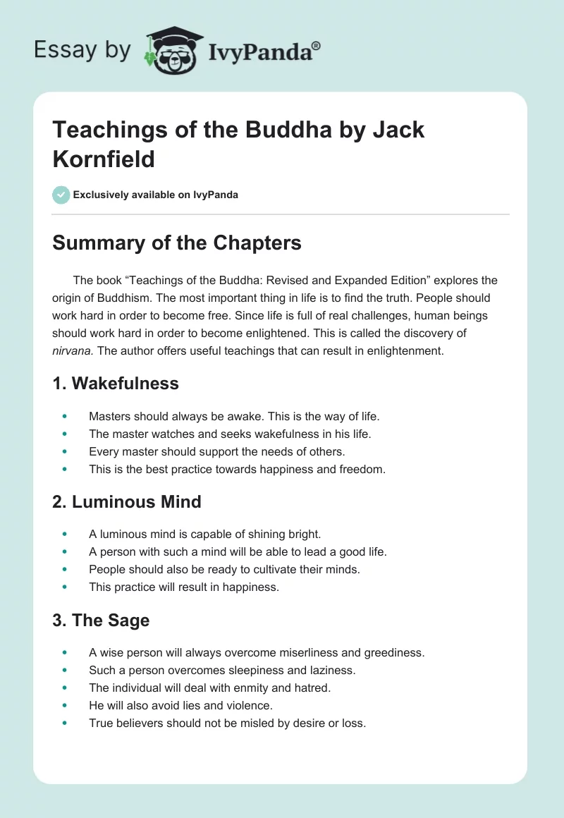 Teachings of the Buddha by Jack Kornfield. Page 1