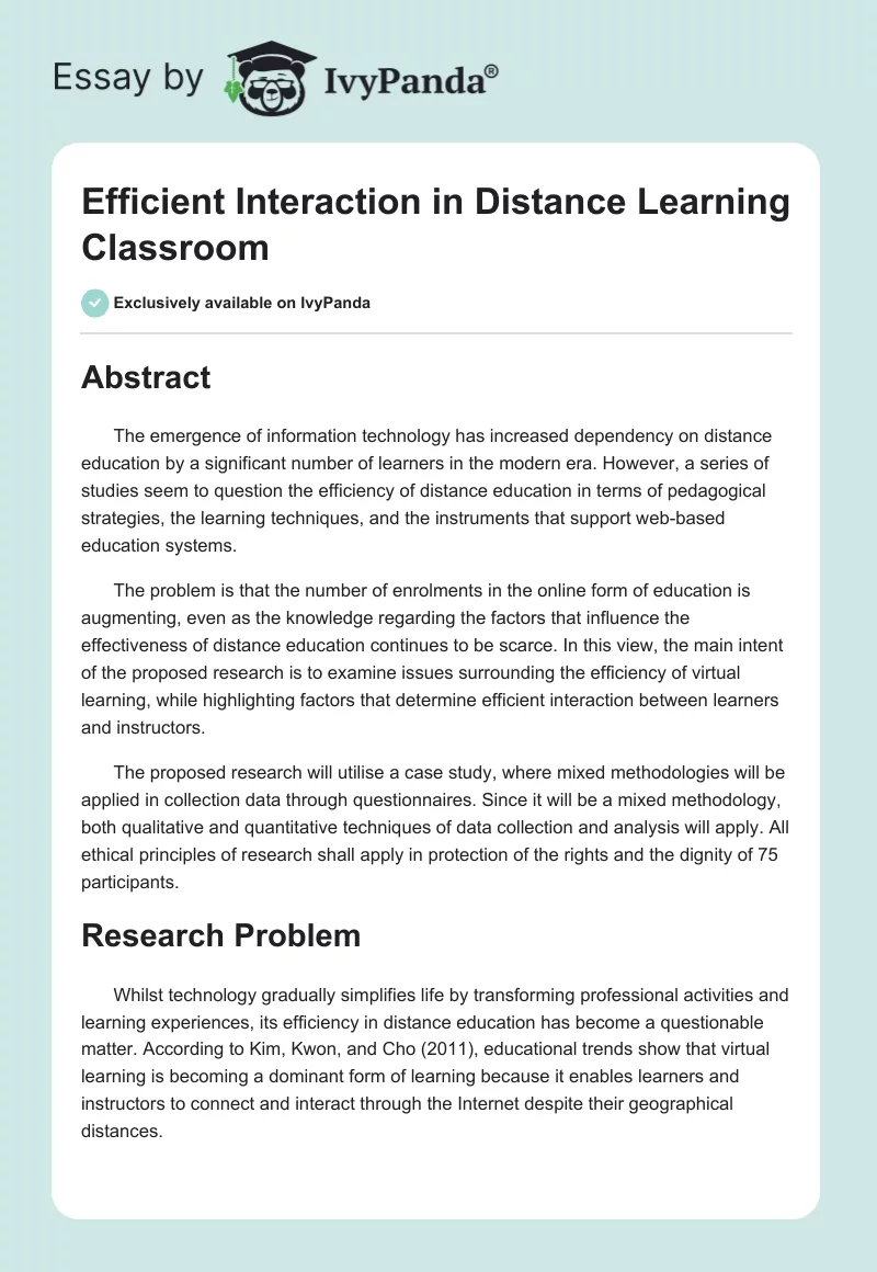 Efficient Interaction in Distance Learning Classroom. Page 1