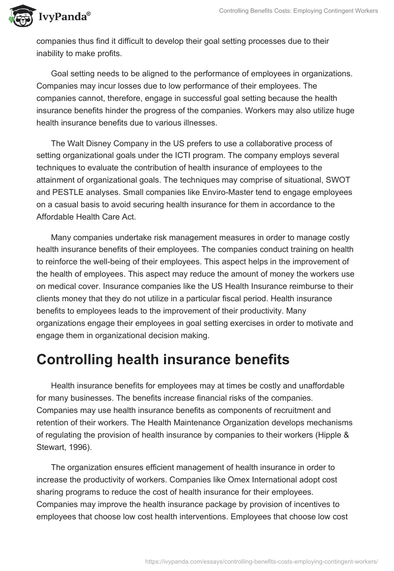 Controlling Benefits Costs: Employing Contingent Workers. Page 2