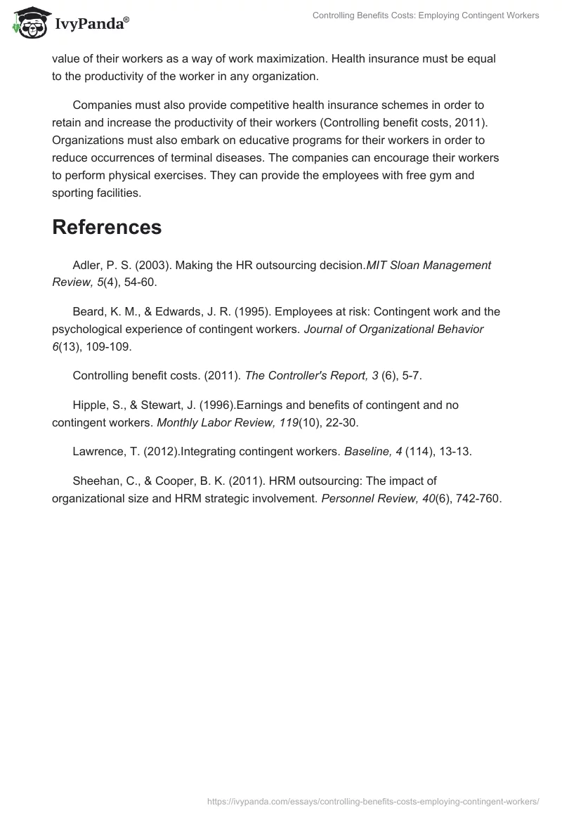 Controlling Benefits Costs: Employing Contingent Workers. Page 4