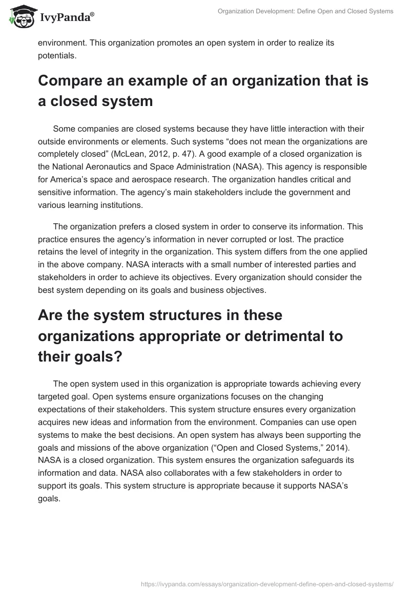 Organization Development: Define Open and Closed Systems. Page 2