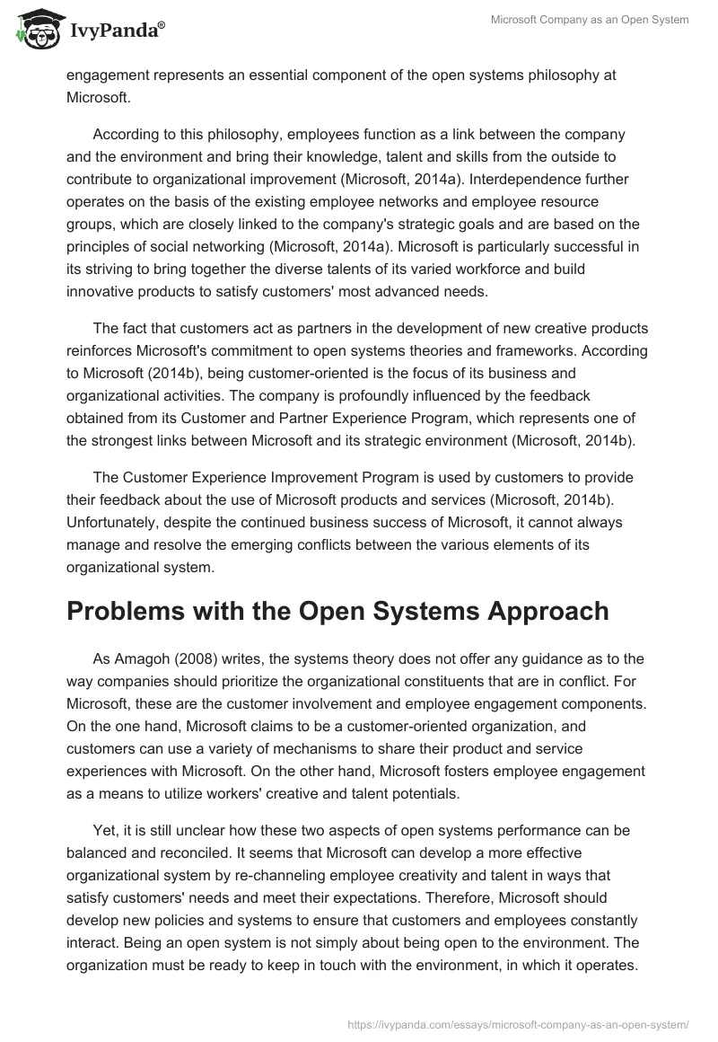 Microsoft Company as an Open System. Page 2