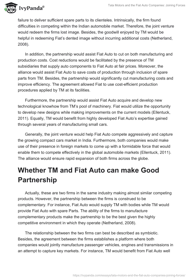Tata Motors and the Fiat Auto Companies: Joining Forces. Page 2