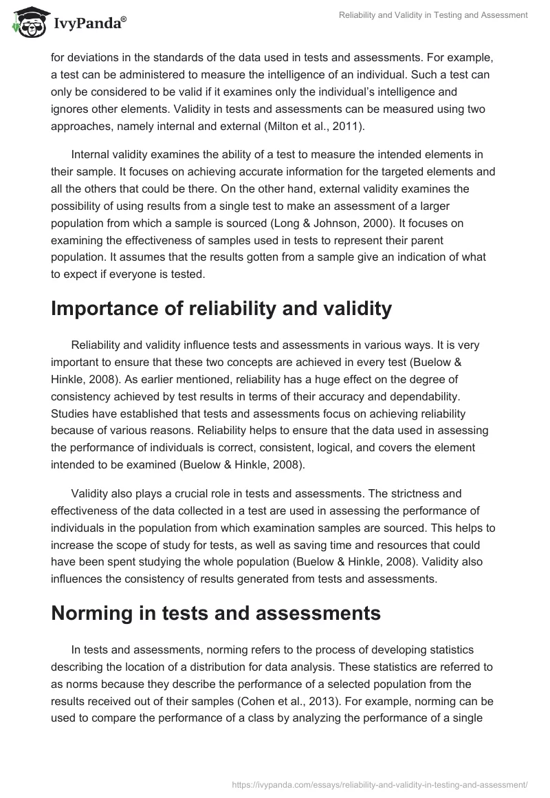 Reliability and Validity in Testing and Assessment. Page 2