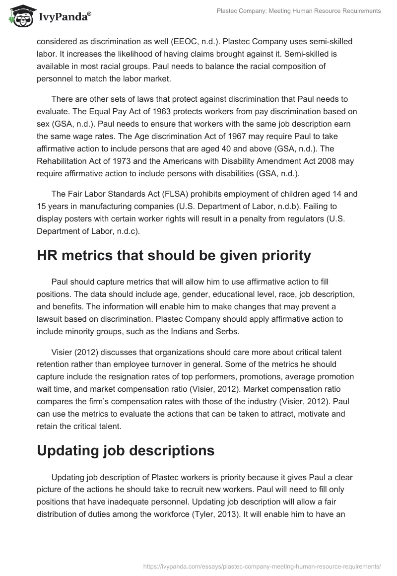 Plastec Company: Meeting Human Resource Requirements. Page 2