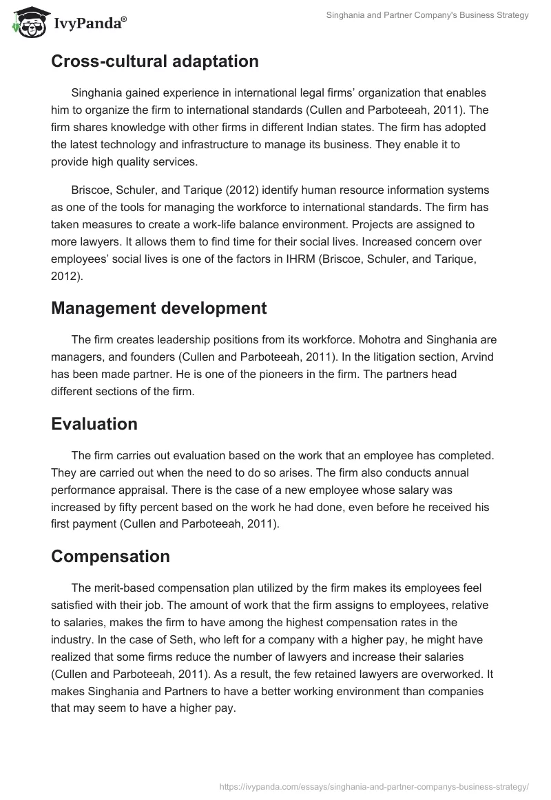 Singhania and Partner Company's Business Strategy. Page 2